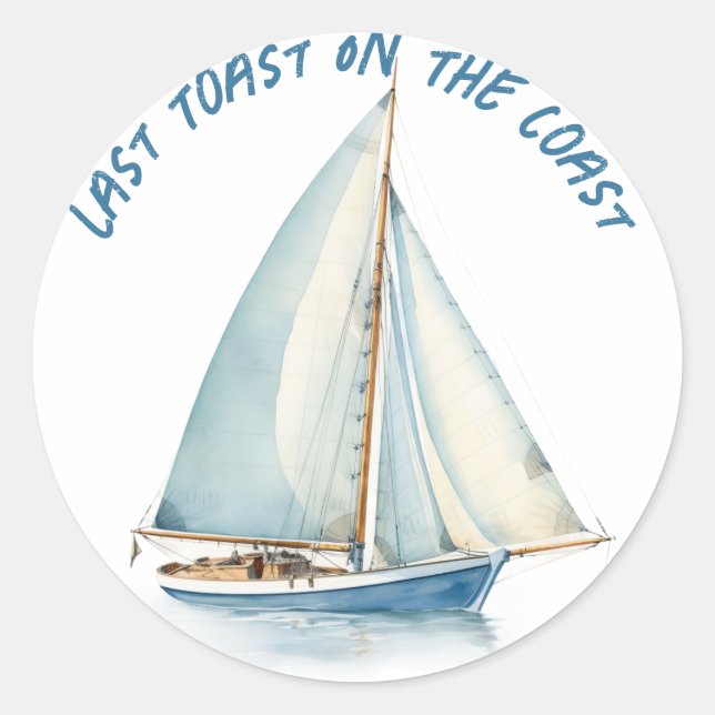 Last Toast On The Coast Bridal Shower Sticker  (Front)