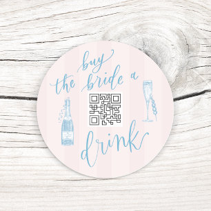 LAST TOAST ON THE COAST-BUY THE BRIDE A DRINK CLASSIC ROUND STICKER
