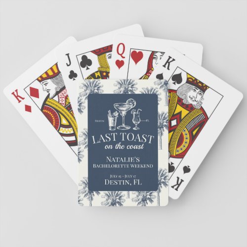 Last Toast On The Coast Coastal Bachelorette Blue Poker Cards