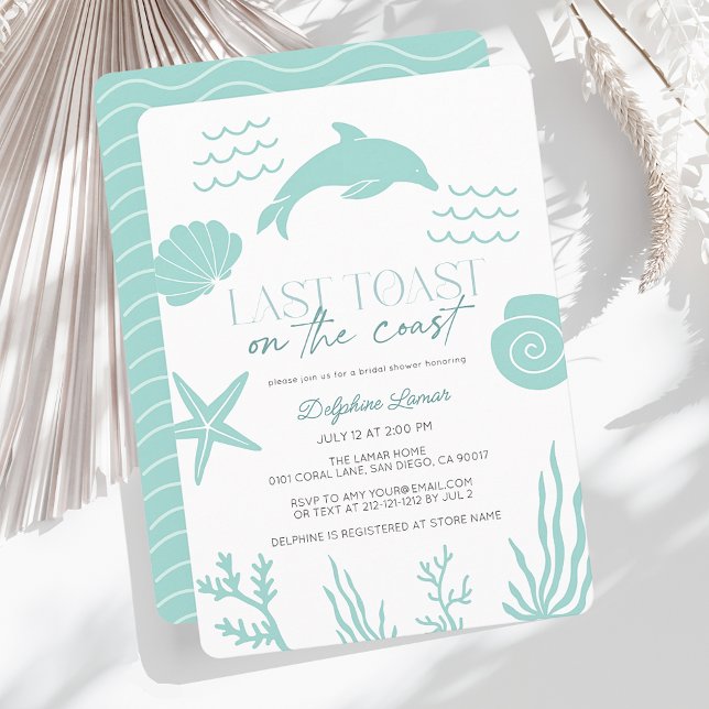 Last Toast on the Coast Dolphin Sea Bridal Shower Invitation (Creator Uploaded)