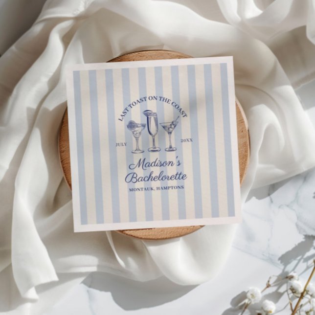 Last Toast On The Coast Dusty Blue Striped Napkins (Creator Uploaded)