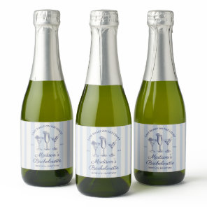 Last Toast On The Coast Dusty Blue Striped Sparkling Wine Label