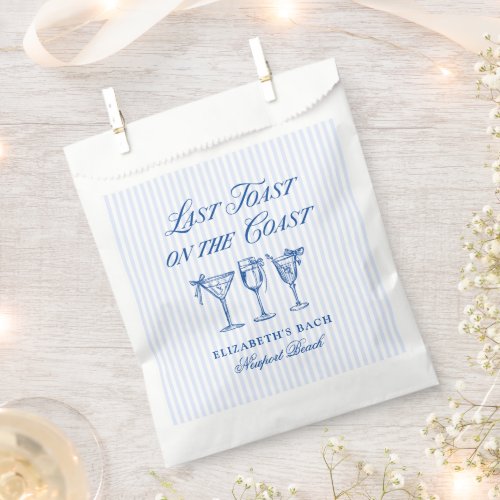 Last Toast on The Coast Elegant Hand Drawn Bows Favor Bag