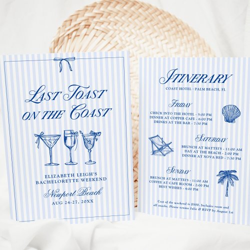 Last Toast on The Coast Elegant Hand Drawn Bows Invitation