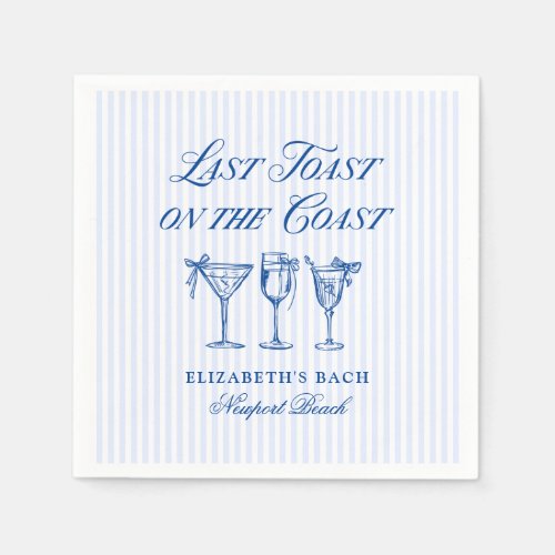 Last Toast on The Coast Elegant Hand Drawn Bows Napkins