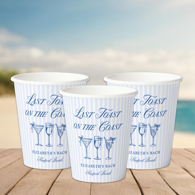 Last Toast on The Coast Elegant Hand Drawn Bows Paper Cups (Creator Uploaded)