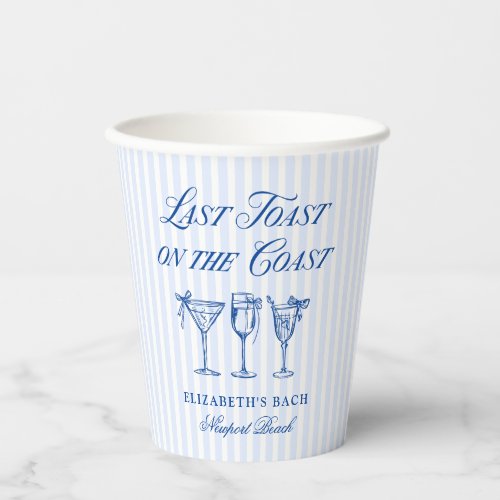 Last Toast on The Coast Elegant Hand Drawn Bows Paper Cups