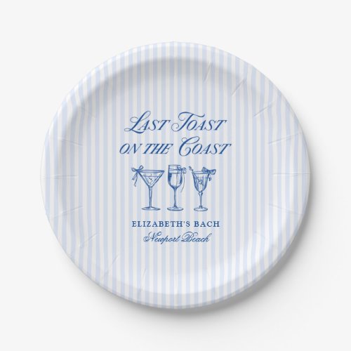 Last Toast on The Coast Elegant Hand Drawn Bows Paper Plates