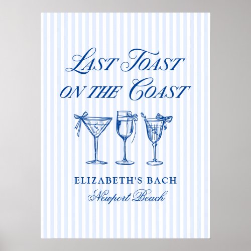 Last Toast on The Coast Elegant Hand Drawn Bows Poster