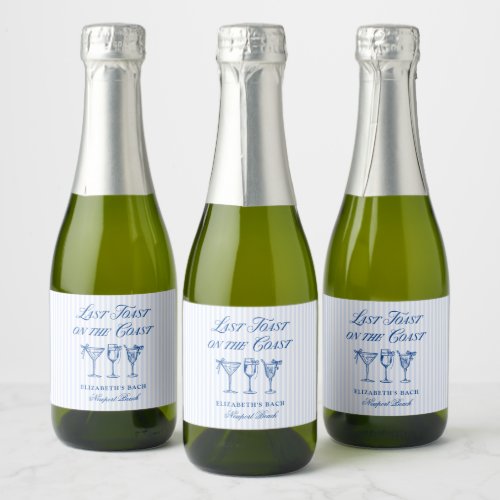 Last Toast on The Coast Elegant Hand Drawn Bows Sparkling Wine Label