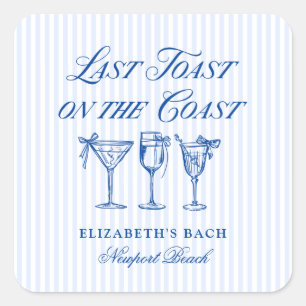 Last Toast on The Coast Elegant Hand Drawn Bows Square Sticker