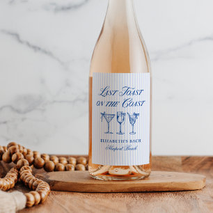 Last Toast on The Coast Elegant Hand Drawn Bows Wine Label