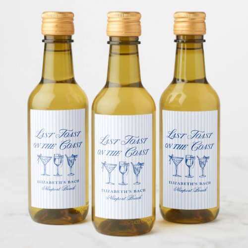 Last Toast on The Coast Elegant Hand Drawn Bows Wine Label