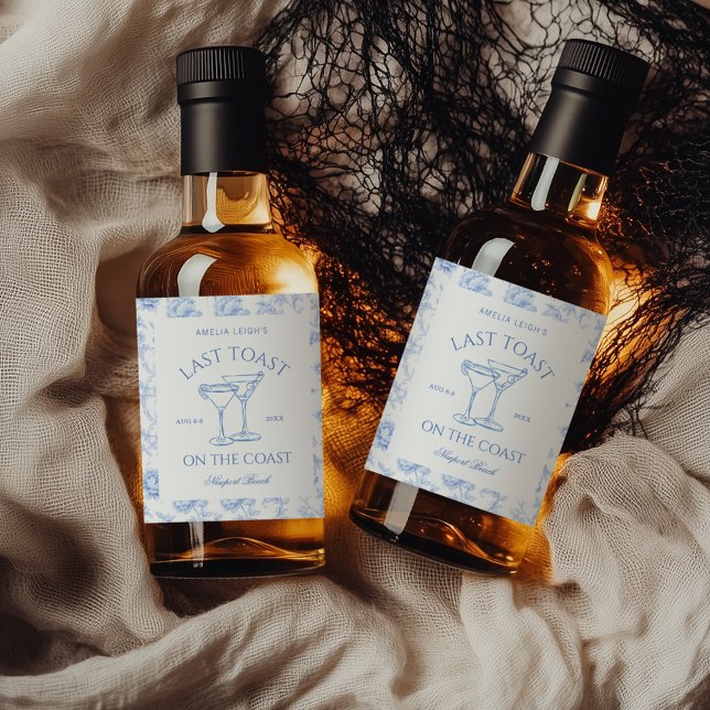 Last Toast on The Coast Floral Bachelorette Liquor Bottle Label (Creator Uploaded)