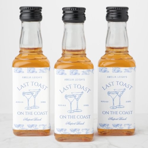 Last Toast on The Coast Floral Bachelorette Liquor Bottle Label