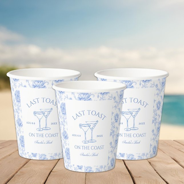 Last Toast on the Coast Floral Bachelorette Paper Cups (Creator Uploaded)