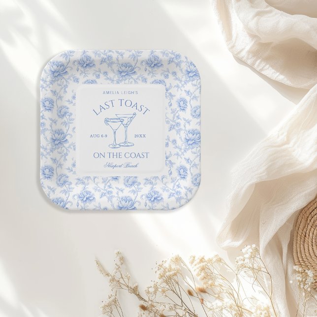 Last Toast on The Coast Floral Bachelorette Paper Plates (Creator Uploaded)