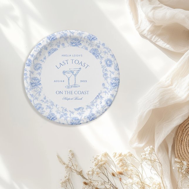Last Toast on The Coast Floral Bachelorette Paper Plates (Creator Uploaded)