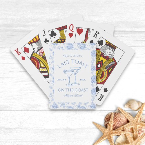 Last Toast on The Coast Floral Bachelorette Poker Cards