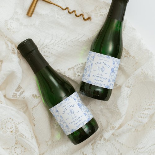 Last Toast on The Coast Floral Bachelorette Sparkling Wine Label