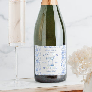 Last Toast on The Coast Floral Bachelorette Sparkling Wine Label