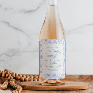 Last Toast on The Coast Floral Bachelorette Wine Label