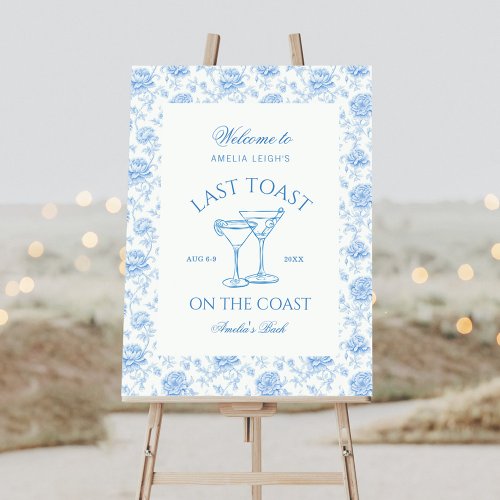 Last Toast on the Coast Floral Blue Bachelorette Foam Board