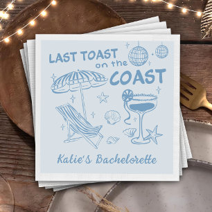 Last Toast On The Coast Handdrawn Bachelorette Paper Dinner Napkins