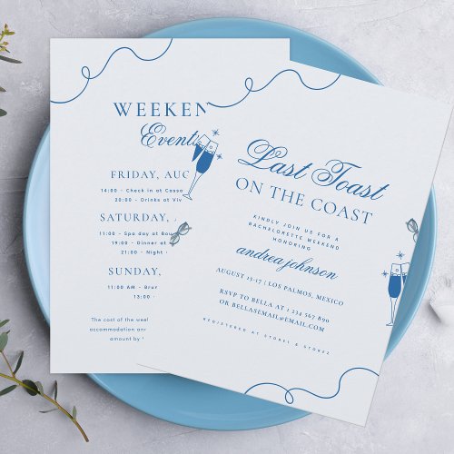 Last Toast on the Coast Hen Bachelorette Weekend Invitation
