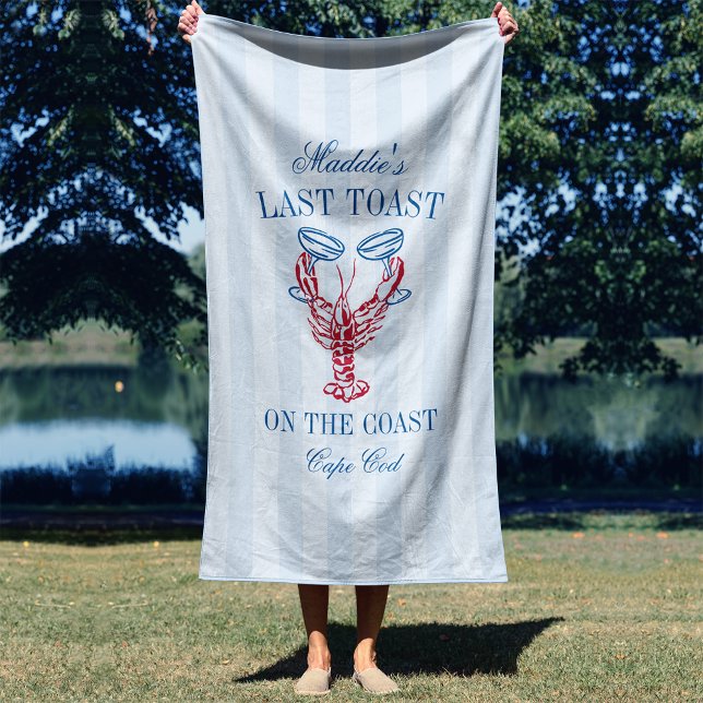 Last Toast on the Coast Lobster Bachelorette Party Beach Towel (Creator Uploaded)