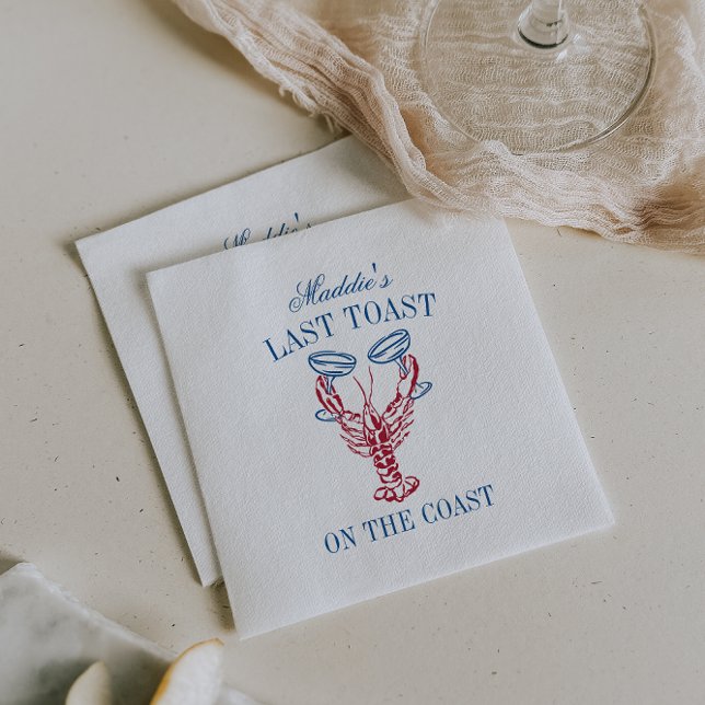 Last Toast on the Coast Lobster Bachelorette Party Napkins (Creator Uploaded)