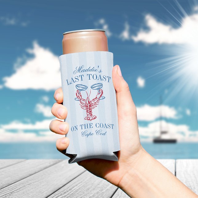 Last Toast on the Coast Lobster Bachelorette Seltzer Can Cooler (Creator Uploaded)