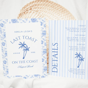 Last Toast On The Coast Palm Trees Bachelorette Invitation