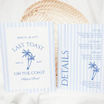 Last Toast On The Coast Palm Trees Bachelorette Invitation<br><div class="desc">Presenting the 'Last Toast on the Coast Invitation',  a wonderful addition to your coastal-inspired bachelorette party. This invitation is part of our Coastal Blue Bachelorette Suite,  which emanates a sophisticated coastal feel with its striking blue color scheme.</div>