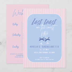 Last toast on the coast Pink Bachelorette party Invitation