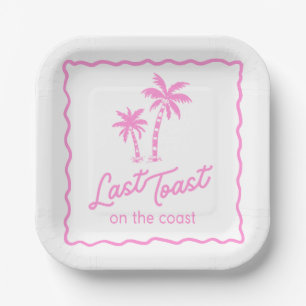 Last Toast on the Coast Pink Bachelorette Party Paper Plates