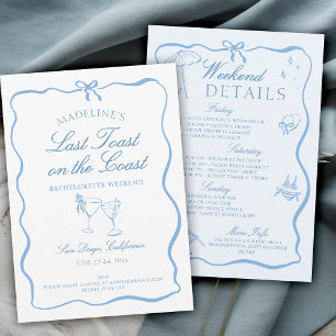 Last Toast on the Coast Script Bachelorette Party Invitation