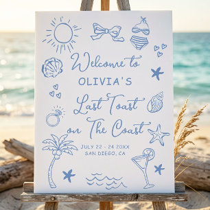 Last Toast on The Coast Welcome Beach Bachelorette Foam Board