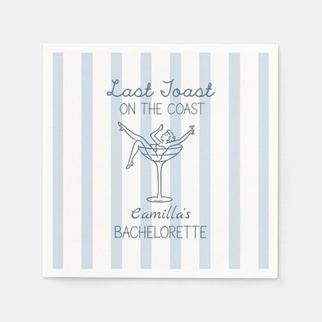 Last Toast On The Coast Whimsical Bachelorette Napkins (Front)