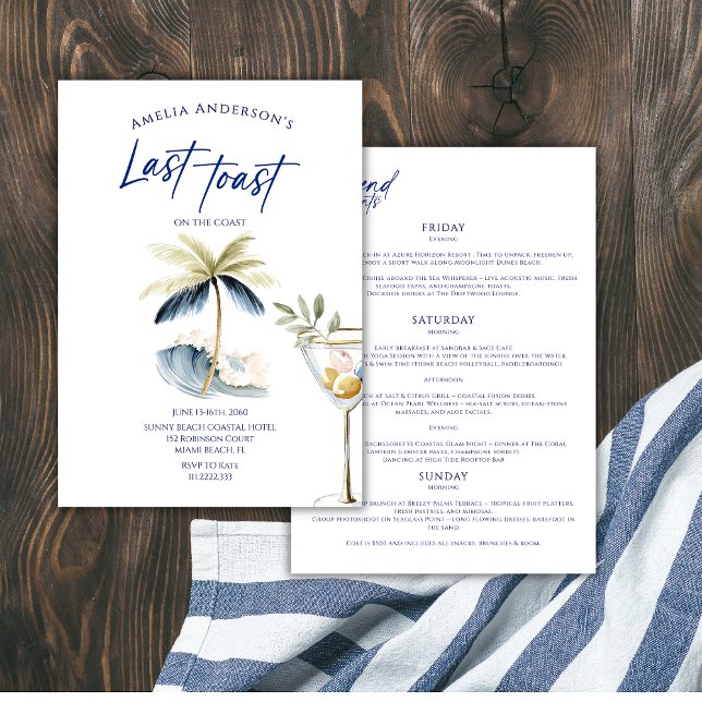 Last Toast On The Coastal Bechelorette Weekend Invitation (Creator Uploaded)