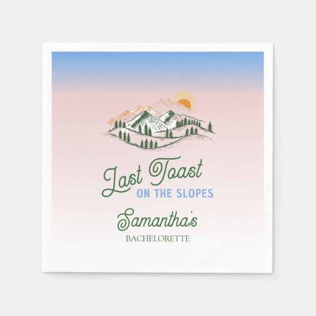 Last Toast On The Slope Skiing Winter BACH Weekend Napkins (Front)