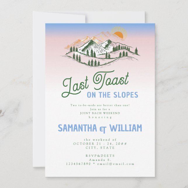 Last Toast On The Slopes Joint Bach Ski Weekend Invitation (Front)