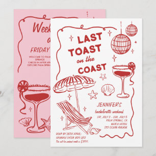 LAST TOAST  RETRO DOODLE BACHELORETTE WEEKEND INVITATION