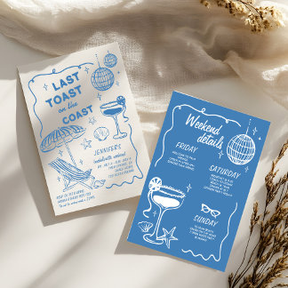 LAST TOAST RETRO DOODLE BACHELORETTE WEEKEND INVITATION