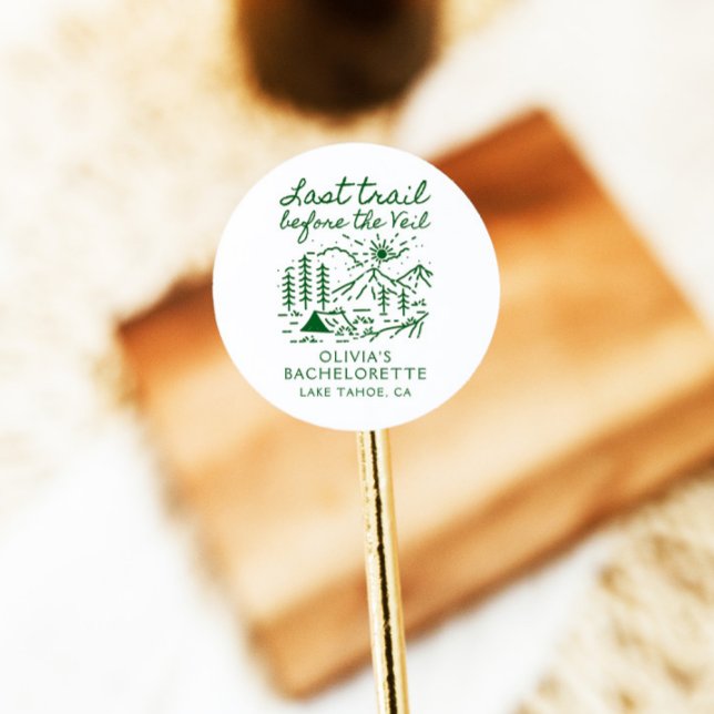 Last Trail Before The Veil Bachelorette Party Classic Round Sticker (Creator Uploaded)
