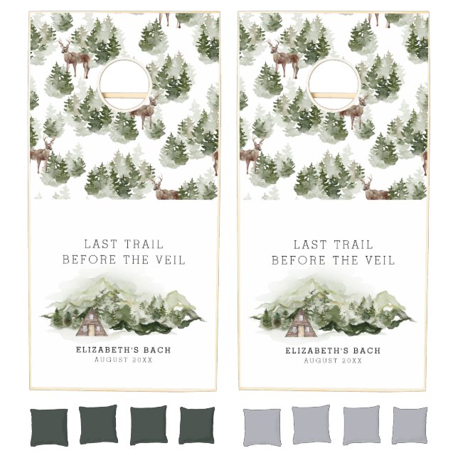 Last Trail Before The Veil Bachelorette Weekend Cornhole Set (Set)