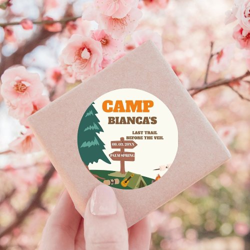 Last Trail Before The Veil Camp Bachelorette Classic Round Sticker