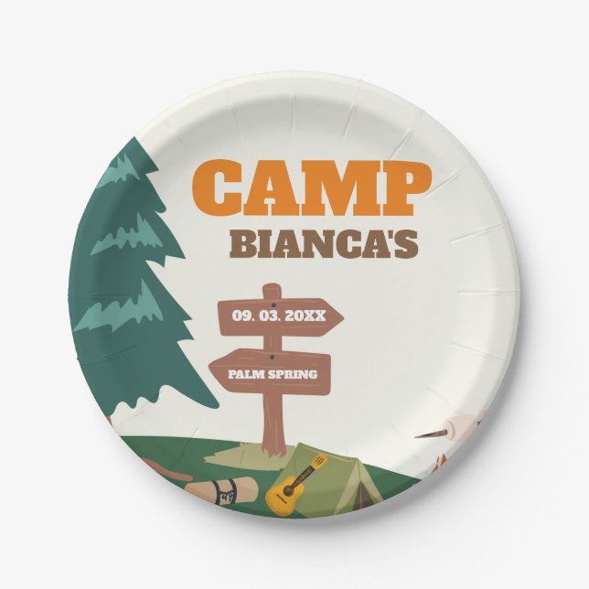 Last Trail Before The Veil Camp Bachelorette Paper Plates (Front)