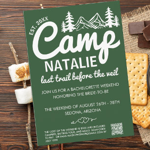 Last Trail Before The Veil Camp Bachelorette Party Invitation