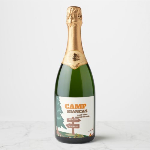 Last Trail Before The Veil Camp Bachelorette Sparkling Wine Label